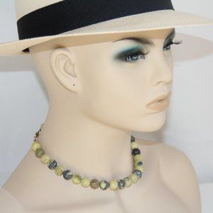 14k Gold filled Serpentine/New Jade Gemstone Necklace